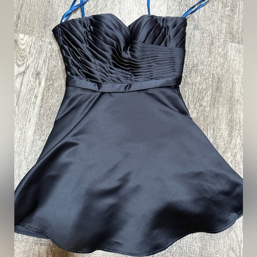 Chic Strapless Navy Blue  Dress w/ beaded belt
